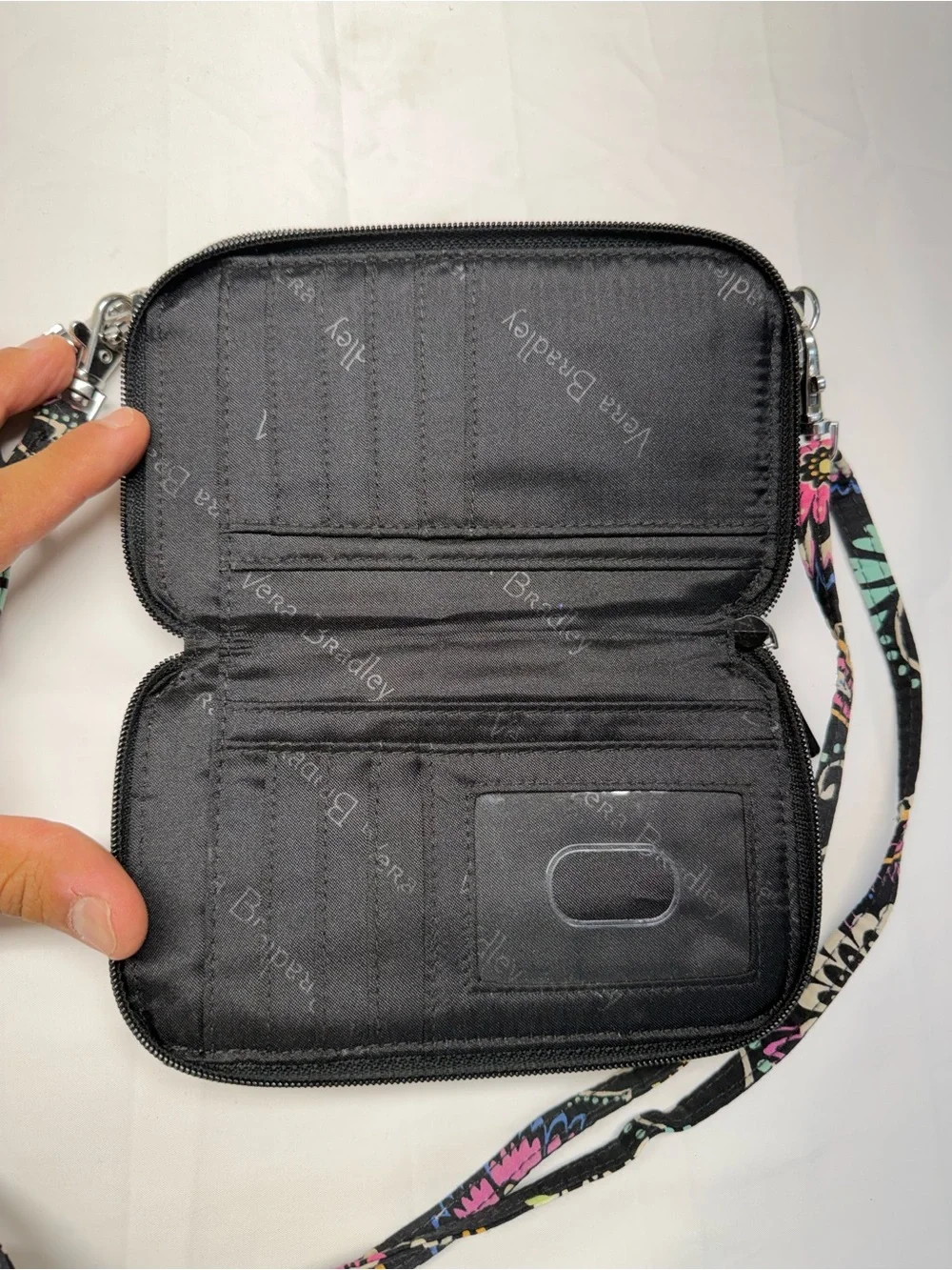 Vera Bradley Black Quilted Crossbody with Multicolor Paisley